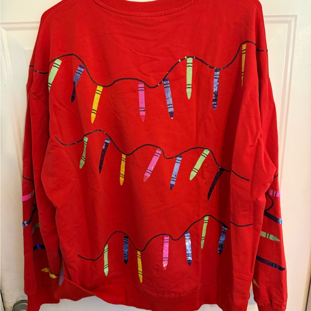 Colorful Graphic Red Sweatshirt - Picture 2 of 3